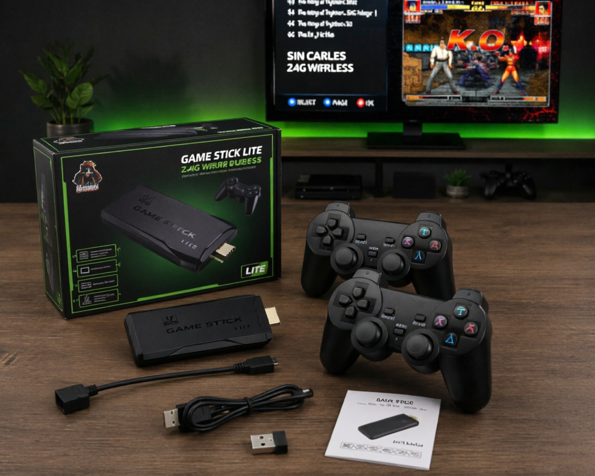 Game Stick Lite 2.4G Wireless – +20.000 Juegos Retro en 4K | Consola Plug & Play con 2 Mandos Inalámbricos